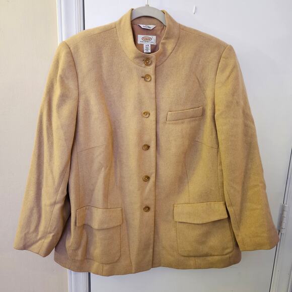 Talbots Camel Hair Mandarin Collar Blazer Sz 14W Old Money Heritage Minimalist - Picture 1 of 5